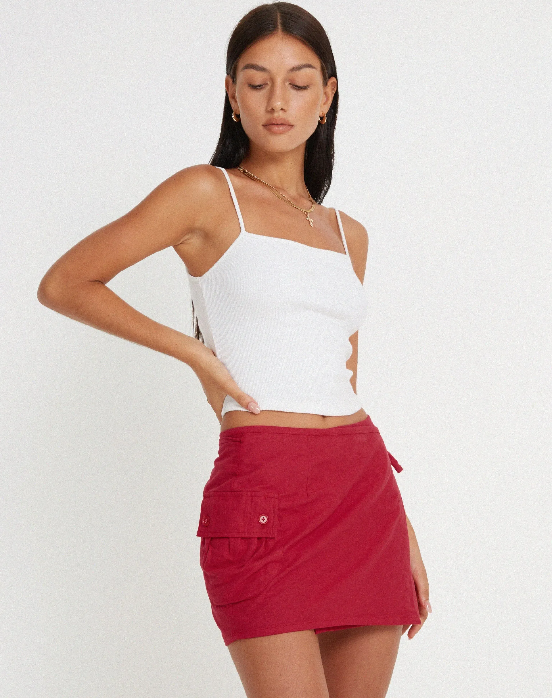 Valio Mini Skirt in Tango Red