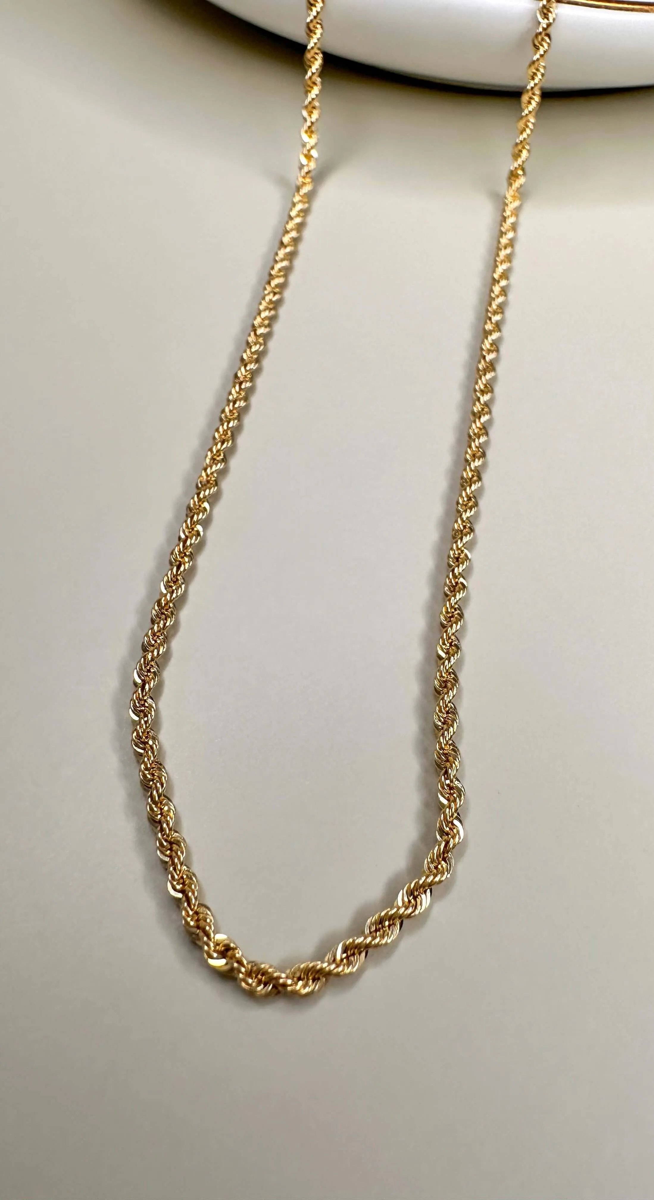 Velani Jewelry 2mm Rope Chain 18K Gold