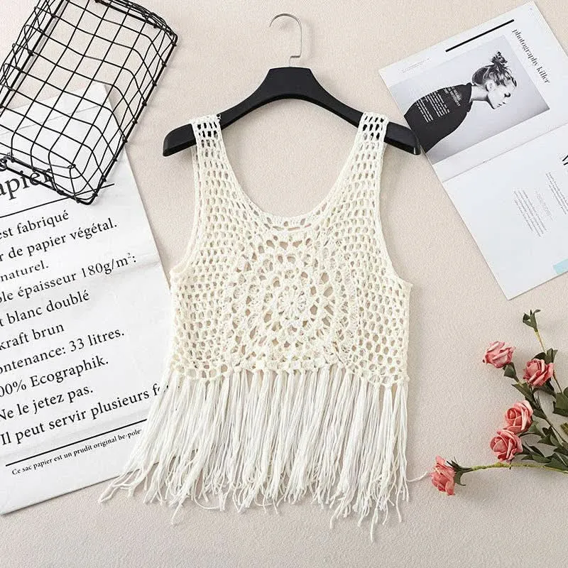 Vintage Bohemian Crochet Fringe Tank Top