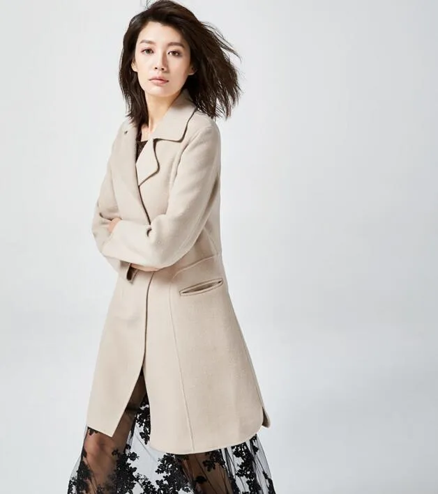 Waist Belt Coat Double Face Wool Coat/2200