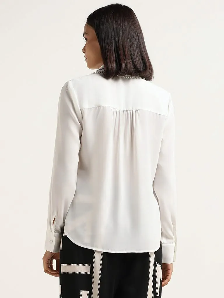 Wardrobe White Embroidered Shirt