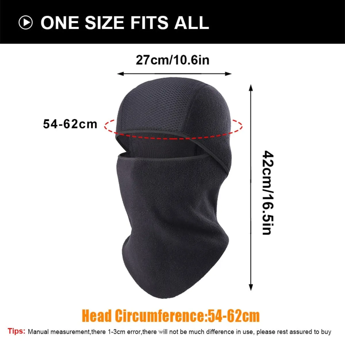 Winter Fleece Warmer Full Face Cover - Black