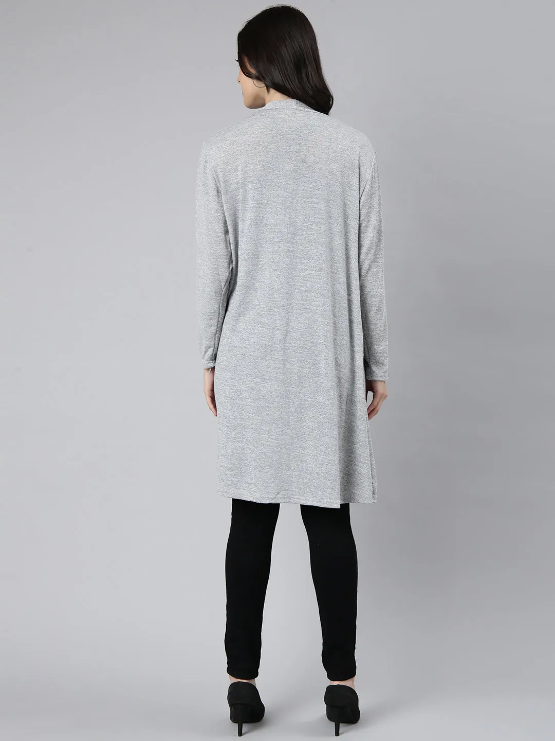 Women Solid Grey Shrug