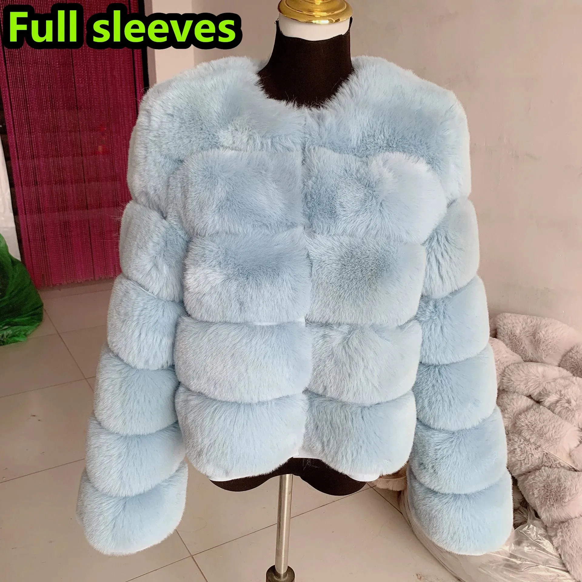 Women's Fashion faux fur coat super hot Autumn Winter women short Faux fox fur fluffy jacket high quality 7xl Ladies furry coats