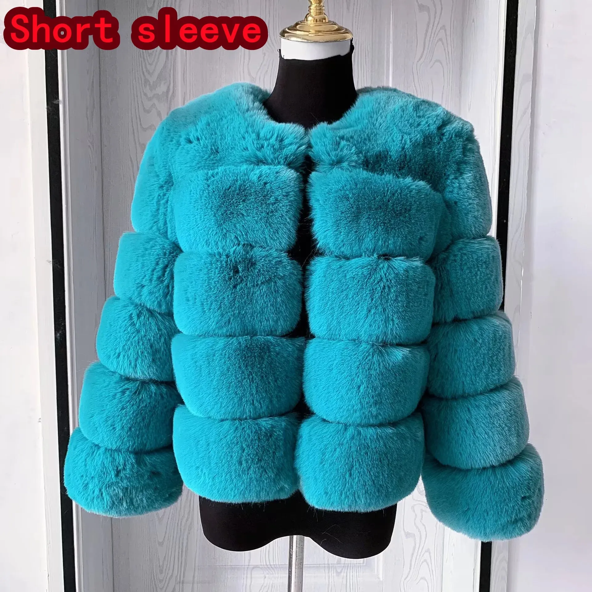 Women's Fashion faux fur coat super hot Autumn Winter women short Faux fox fur fluffy jacket high quality 7xl Ladies furry coats