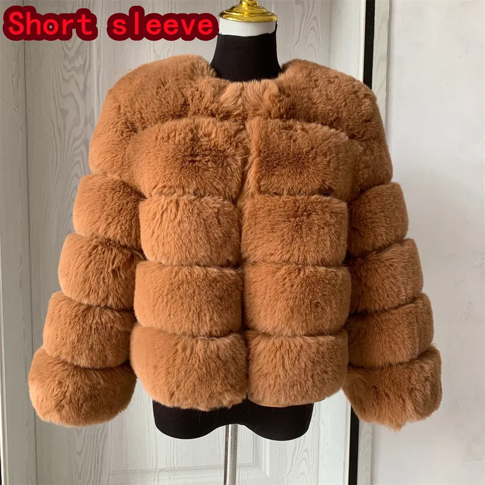 Women's Fashion faux fur coat super hot Autumn Winter women short Faux fox fur fluffy jacket high quality 7xl Ladies furry coats