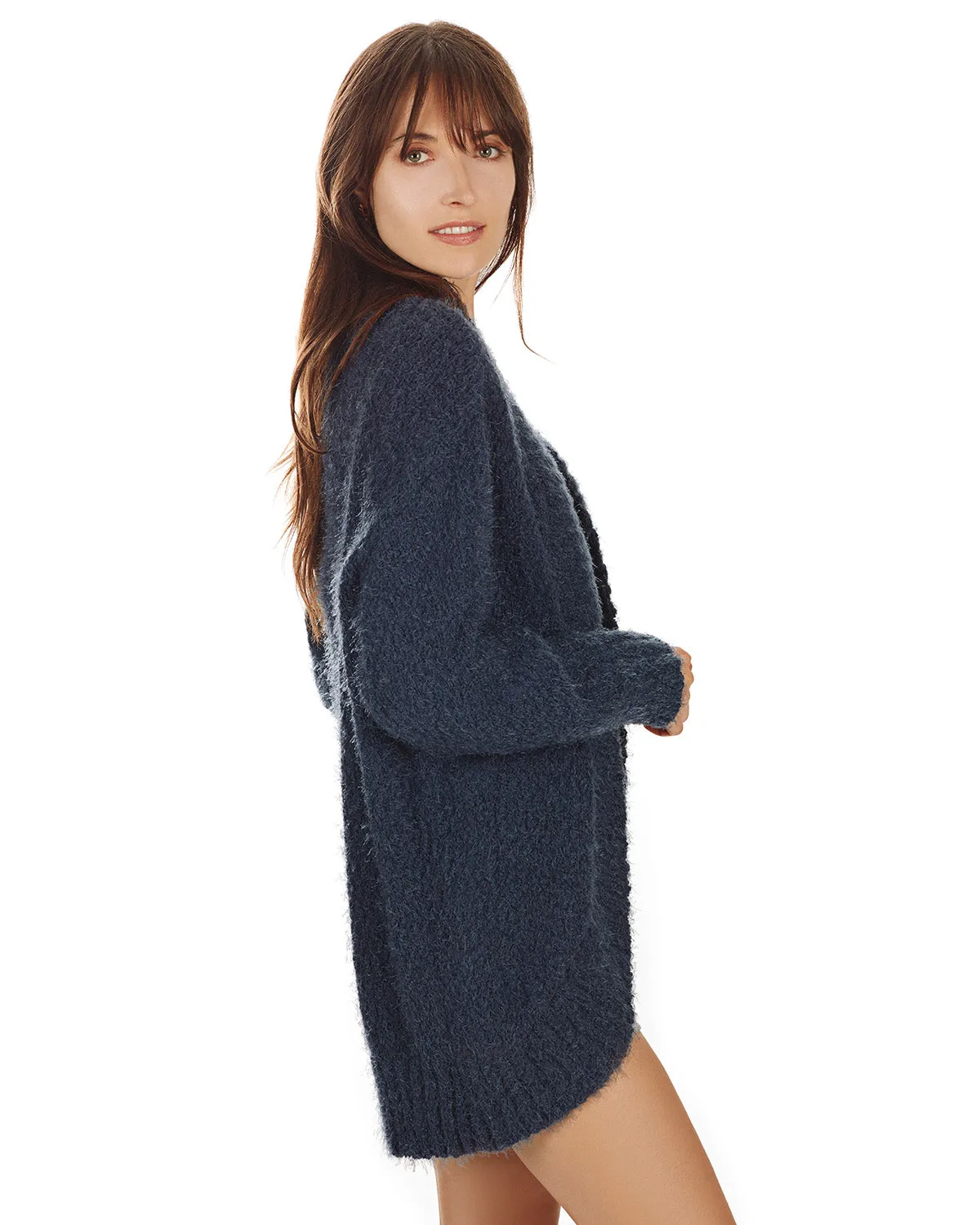 Women's Fuzzy Cocoon Loose Open-Front Cardigan Sweater