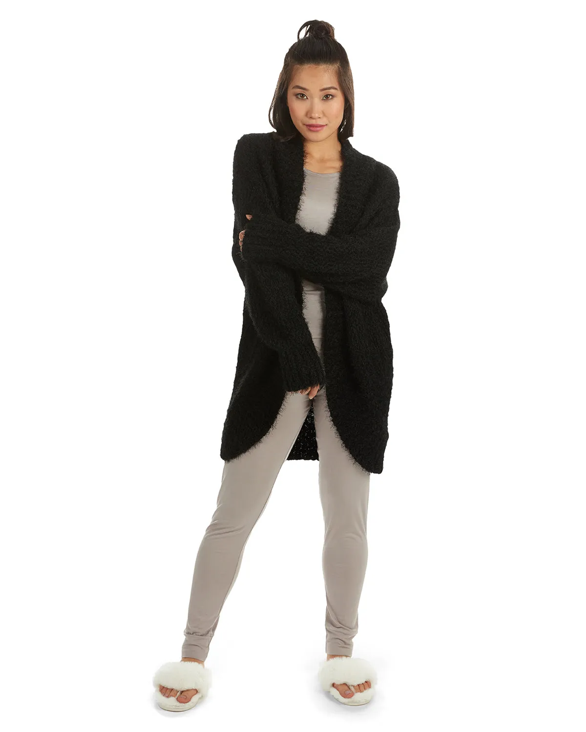 Women's Fuzzy Cocoon Loose Open-Front Cardigan Sweater