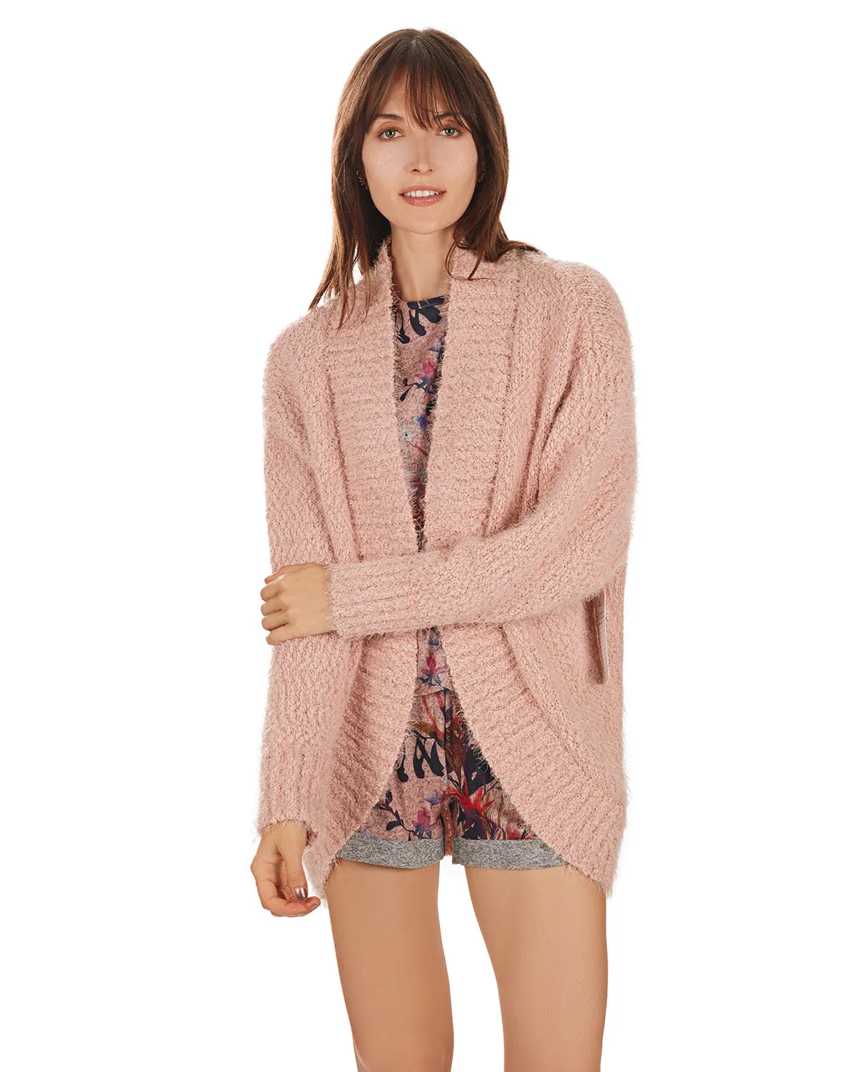 Women's Fuzzy Cocoon Loose Open-Front Cardigan Sweater