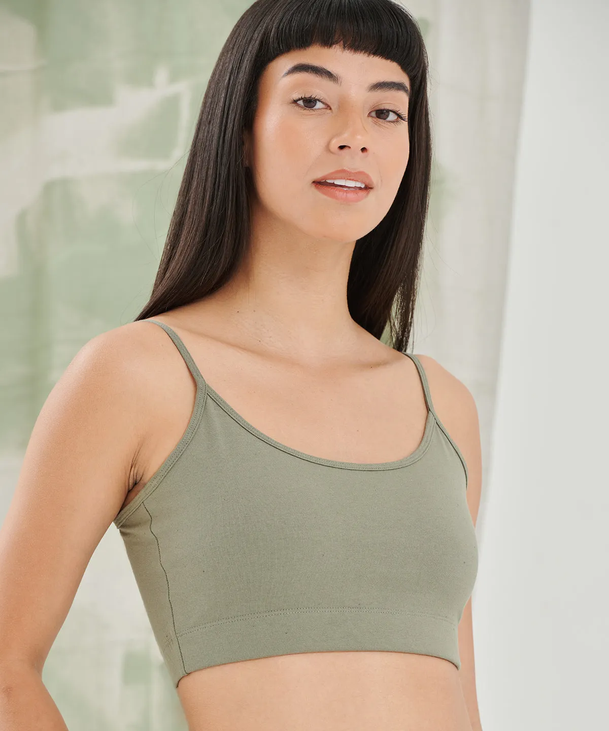 Womens sustainable fashion cropped cami top with adjustable straps | Black