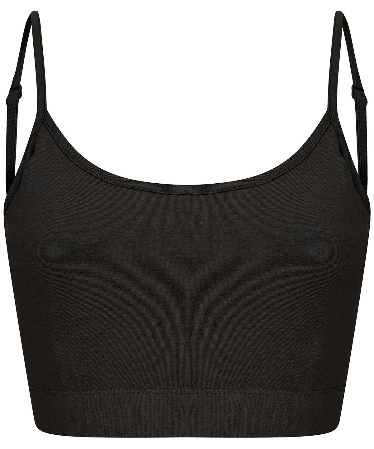 Womens sustainable fashion cropped cami top with adjustable straps | Black