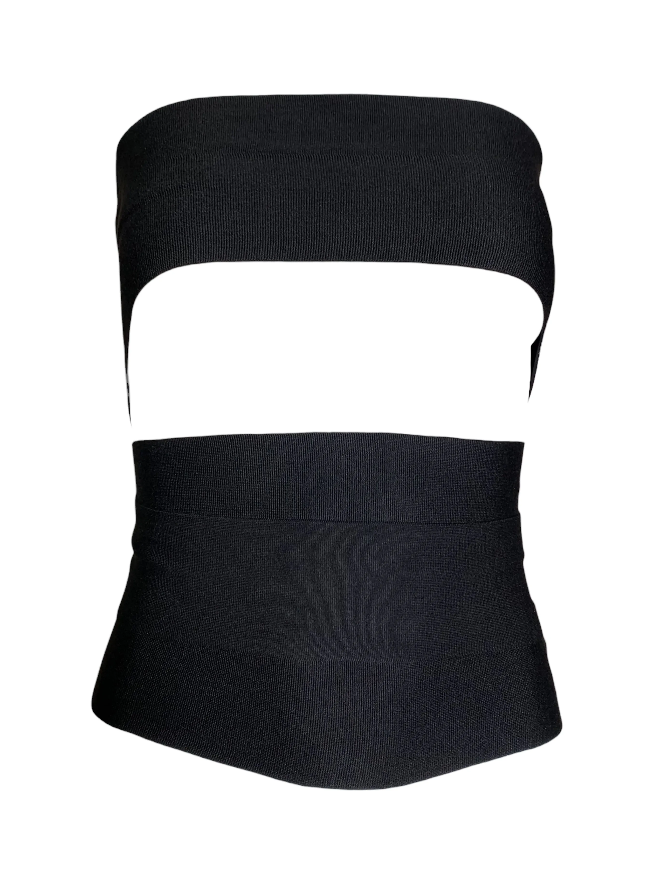 Yves Saint Laurent S/S 2001 RTW Tom Ford Runway Black Bondage/Bandage Wrap Belt Top