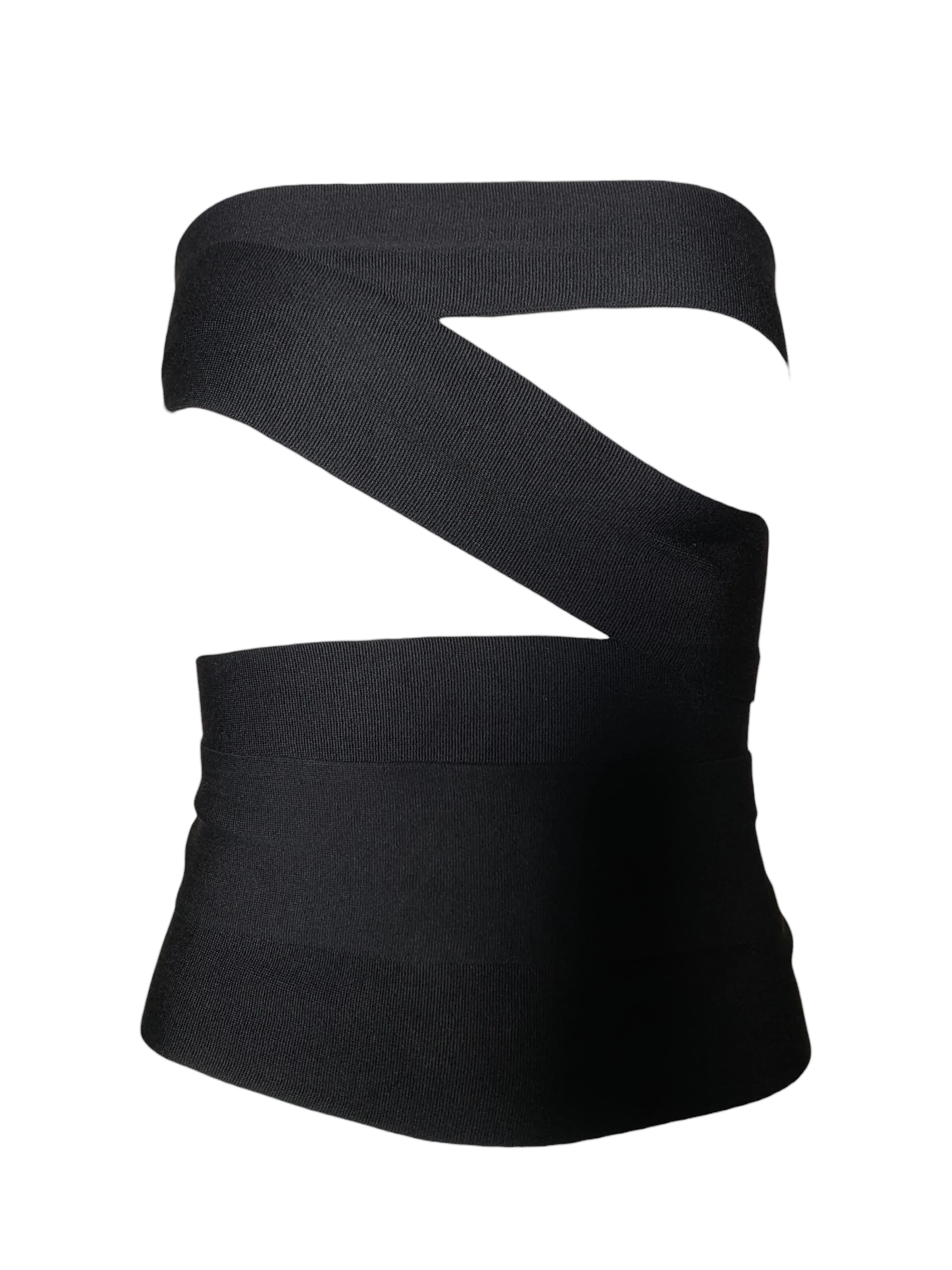 Yves Saint Laurent S/S 2001 RTW Tom Ford Runway Black Bondage/Bandage Wrap Belt Top