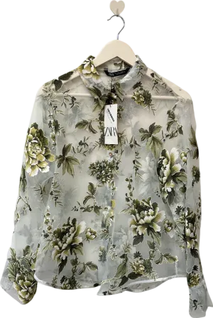 Zara Floral Sheer Blouse UK L