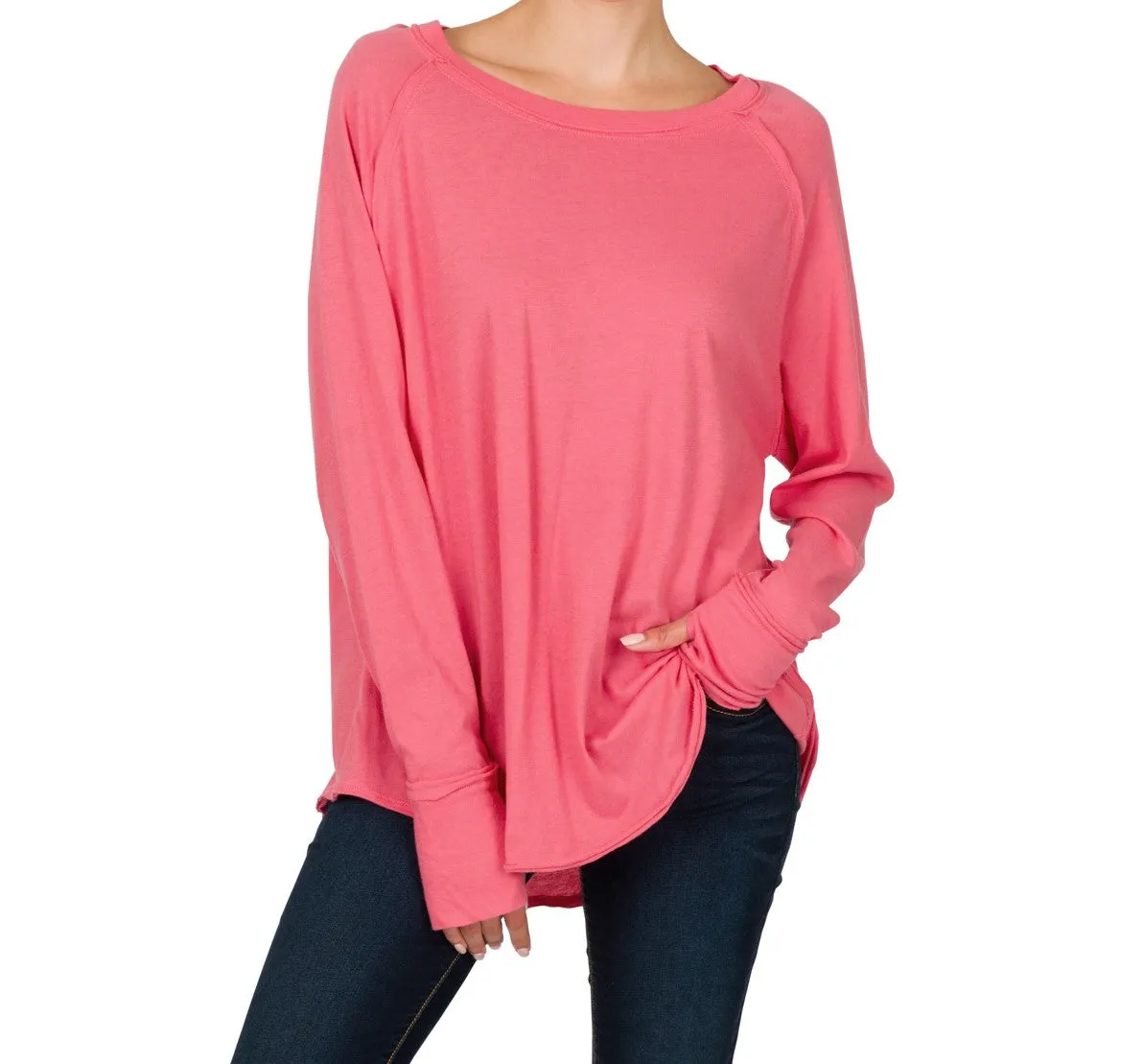 Zenana Raglan Sleeve Thumbhole Top