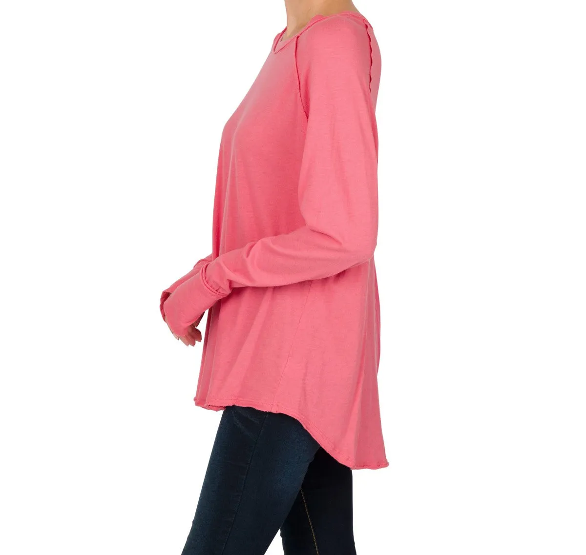 Zenana Raglan Sleeve Thumbhole Top